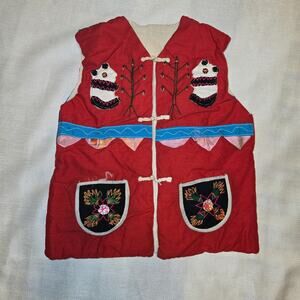 Toddlers 2T Vintage 1970s No Labels Handmade Asian Themed Quilted Vest